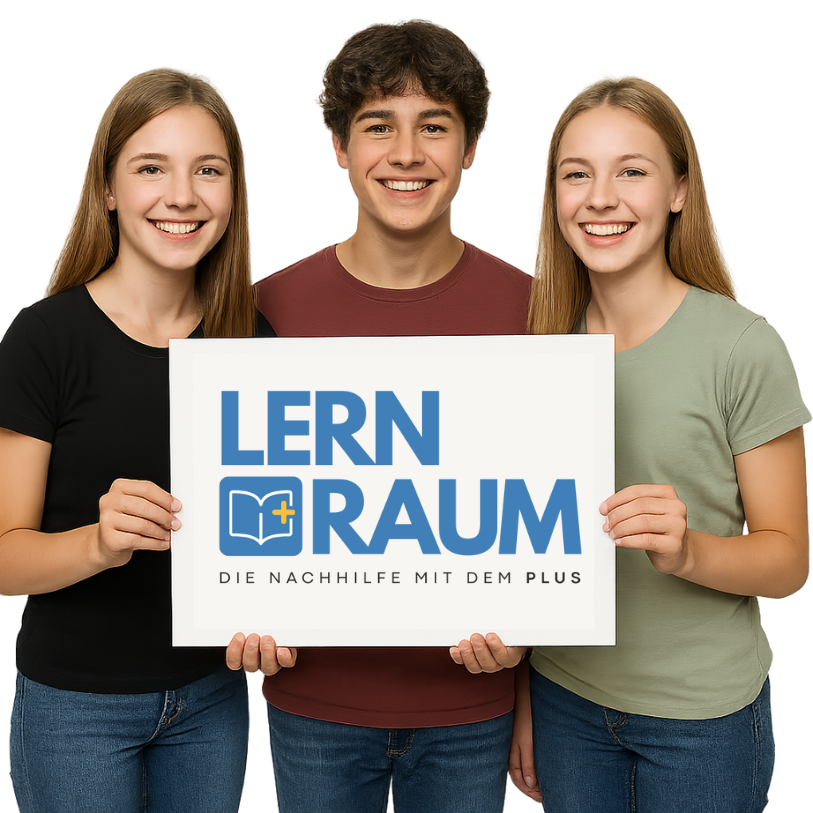 Schüler halten Lernraum Schild